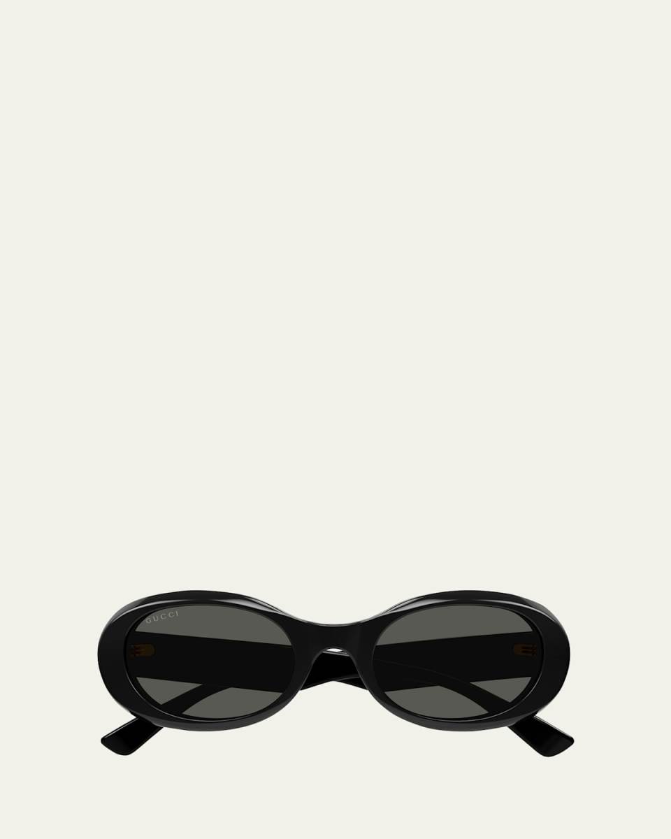 Logo Acetate Oval Sunglasses